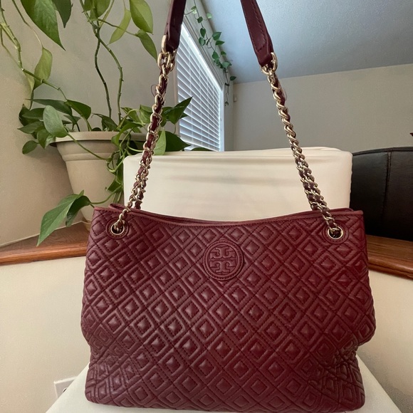 Authentic Maroon Tory Burch Tote - Picture 4 of 9